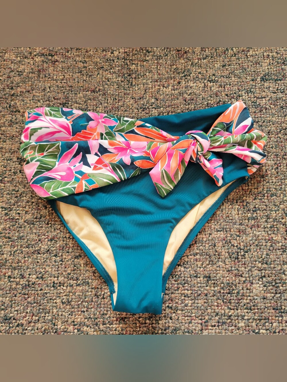 🔥🛑5/$20 Swimsuits For All Teal Swim Bottom with Pink & Orange Tropical